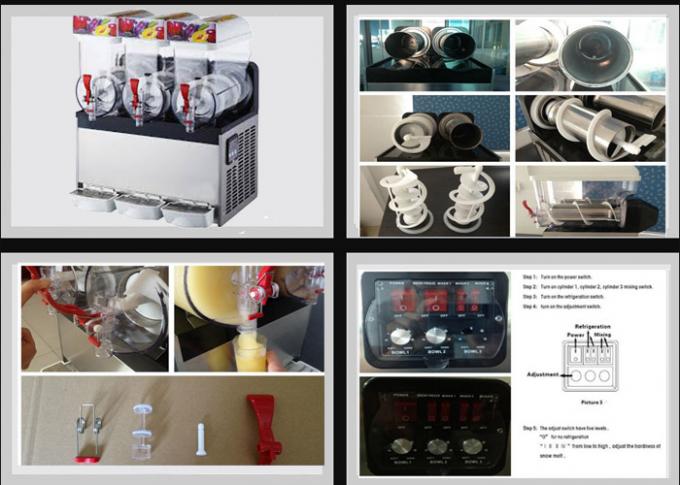 machine de neige fondue de glace d'acier inoxydable de 15L*3 500W avec trois réservoirs pour la boisson
