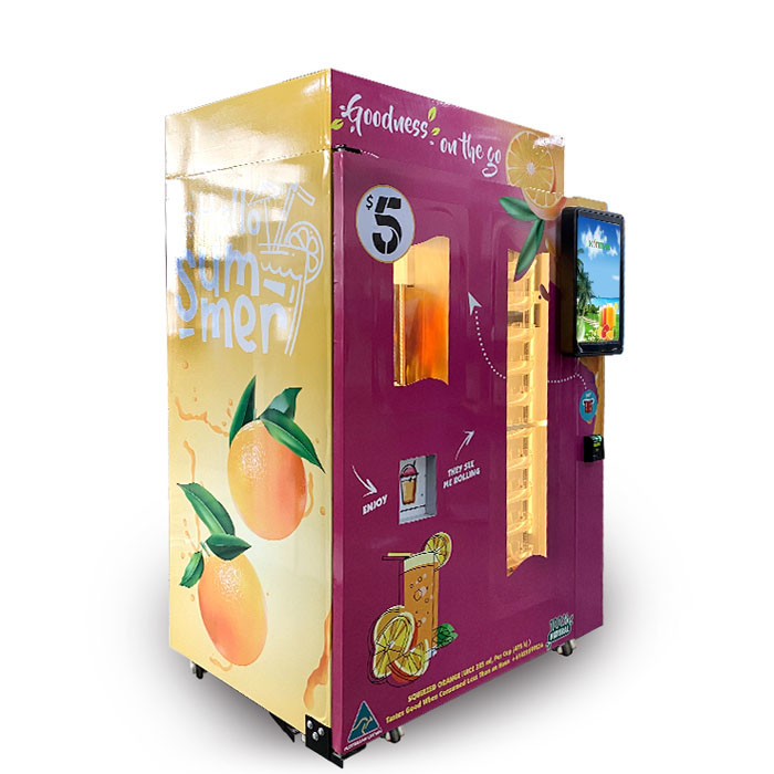 Shopping Mall Commercial Orange Juice Vending Machine Coins And Notes Acceptors