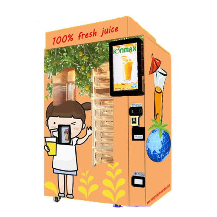 Commercial Auto Fresh Orange Juice Vending Machine Credit Card / Coins And Notes Acceptors