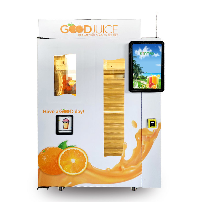 LED Display Screen Mobile Phone Charging Juice Vending Machine With Automatic Cup Lid