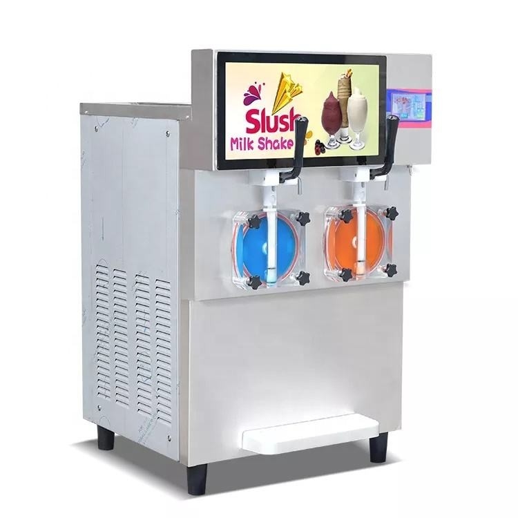 Double Tank Ice Slush Machine Frozen Drink Beverage Milk Fruit Cocktail