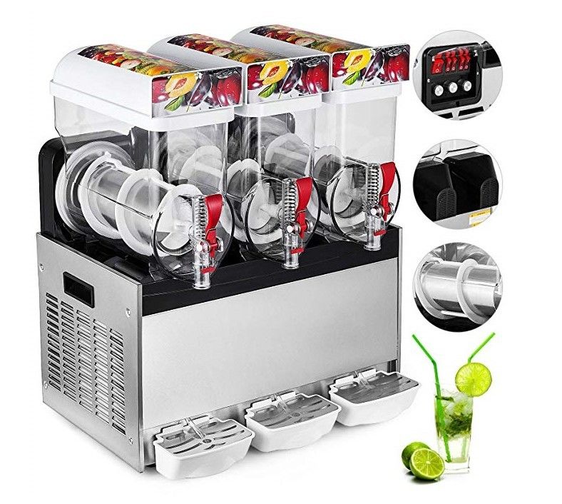 Three Tank 15L Ice Slush Machine Commercial Frozen Beverage &amp; Margarita Machines For Restaurant