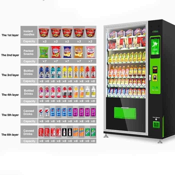 big capacity elevator snack and drink vending machine with refrigerant R290/R513A/R1234YF
