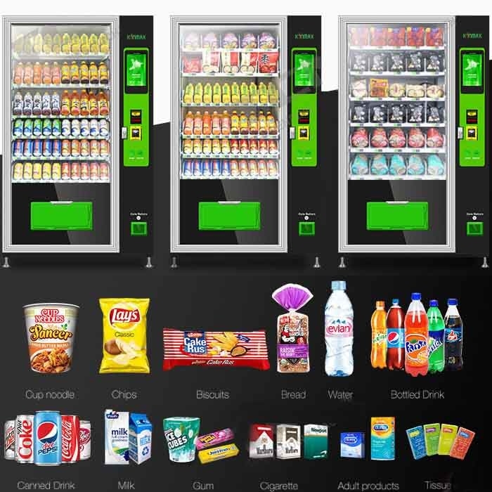 267PCS 24h Snacks And Drinks Vending Machine With Credit Card Or Cash Payment System